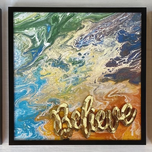 JOY : BELIEVE : PEACE 🏝 ART Tiles Set of 3 - Picture 5 of 8
